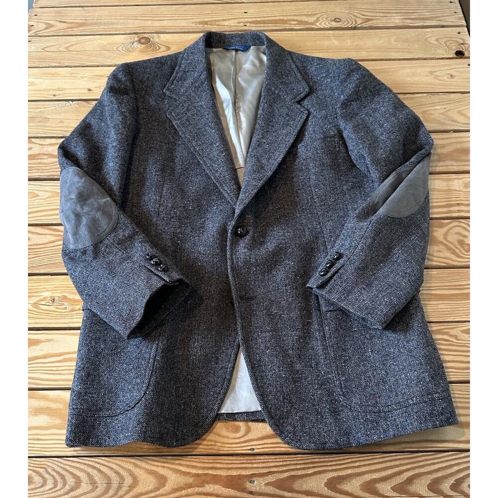 Vintage Pendleton Men’s Gray Elbow Patch Wool Sui… - image 1